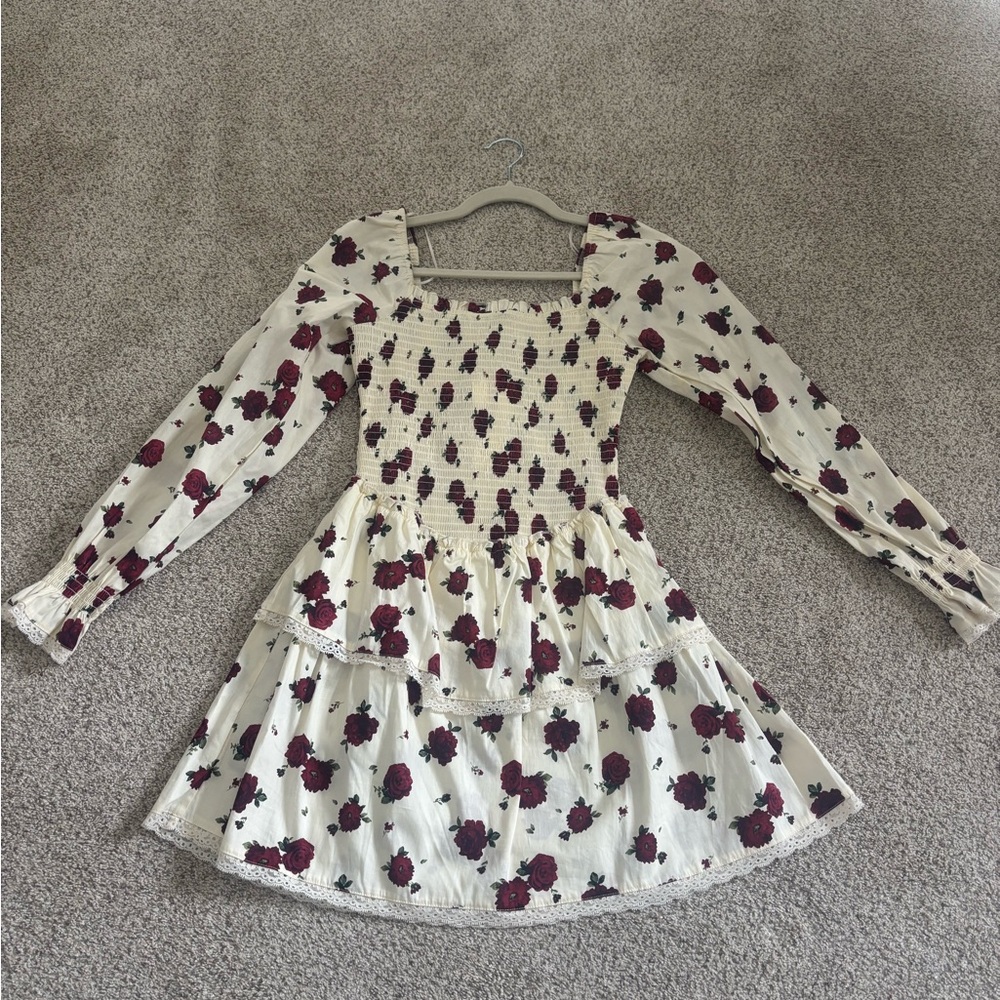 Floral Rose Long Sleeve Dress